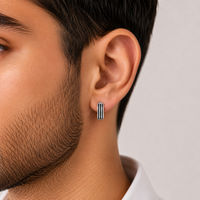The Triple-Line Edge Silver Hoop